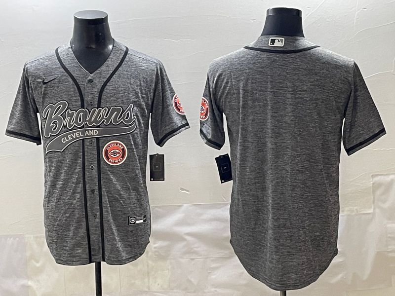 Men 2025 Cleveland Browns Blank Grey Joint Name Nike Limited NFL Jersey style 5->cincinnati reds->MLB Jersey